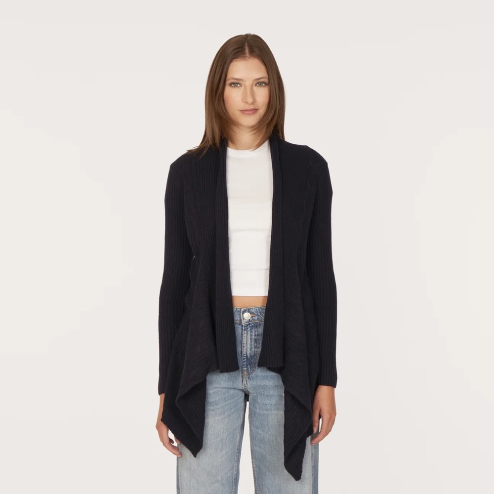 Autumn Cashmere Cable Drape in Peacoat NWT XS